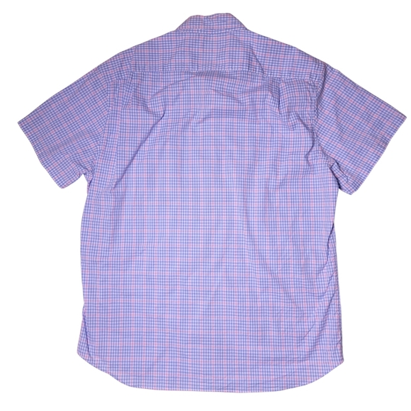 J. Crew Blue & Pink Gingham Short Sleeve Button-Down Shirt L - Picture 3 of 6